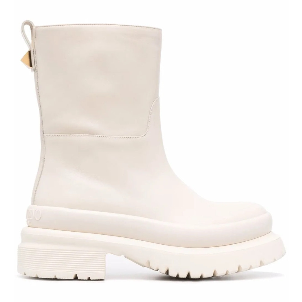 Valentino Garavani  Off-White Roman Stud Ankle Boots Ivory 39.5